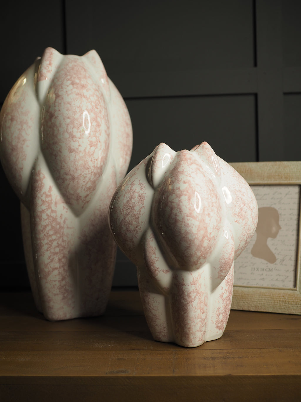 White & pink irregular stoneware vase
