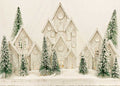 Large winter village scene with lights