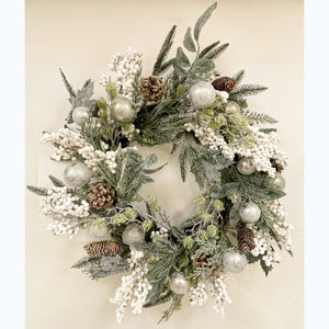 Snowberry and bauble wreath