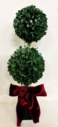 Large sparkle boxwood topiary tree with bow