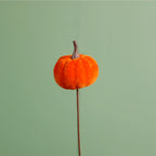 Burnt orange velvet pumpkin picks - 5cm