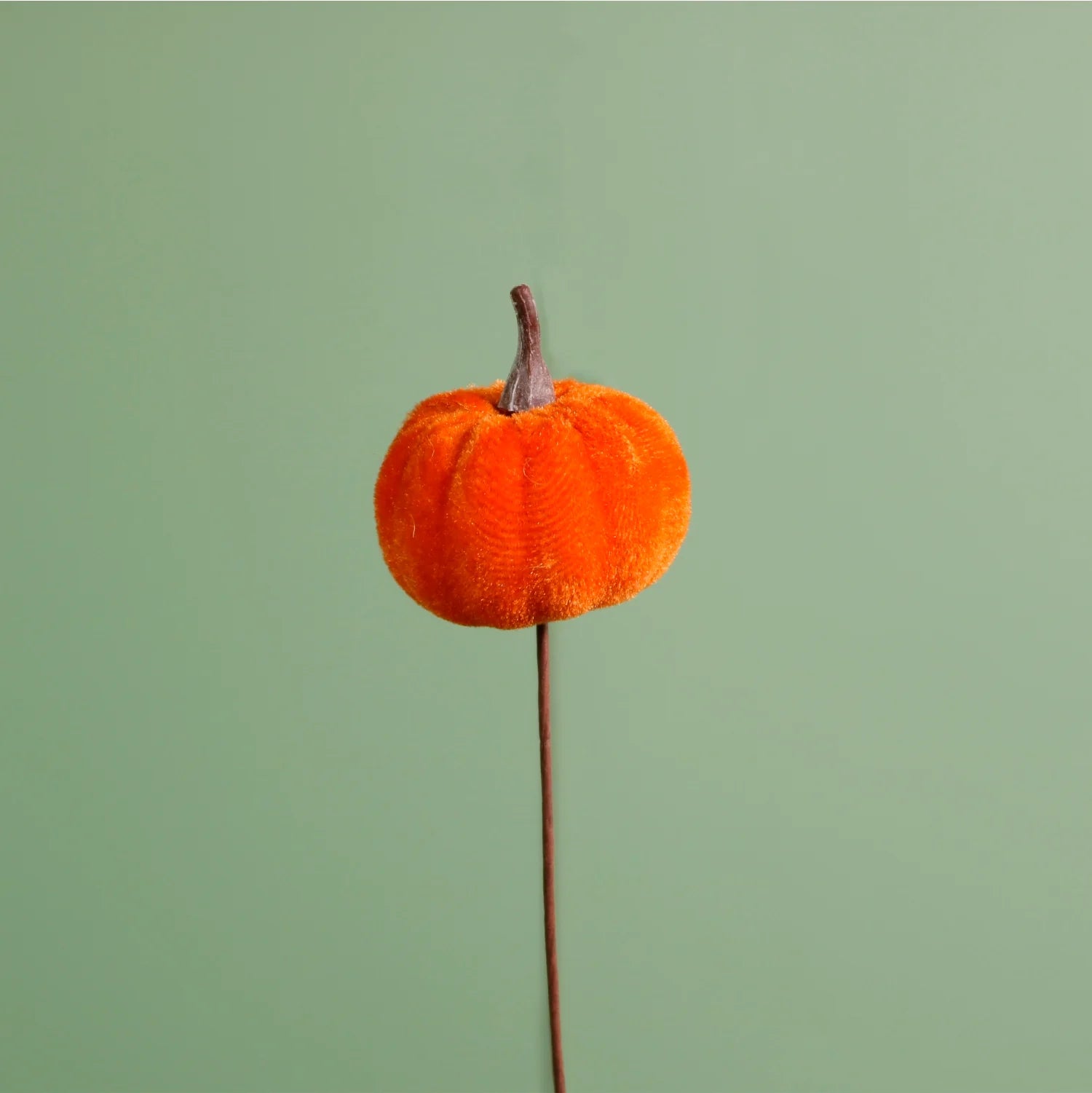 Burnt orange velvet pumpkin picks - 5cm