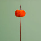 Mini burnt orange velvet pumpkin picks - 3cm