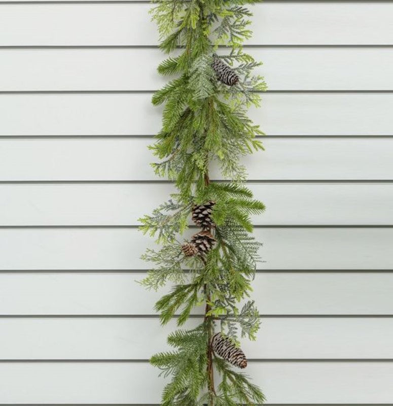 Frosted needle pine garland