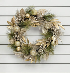 Gold glitter mixed leaf wreath