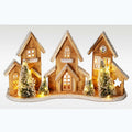 Natural light up wood house scene 24cm