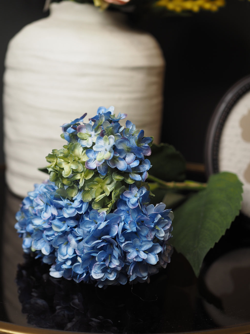 Two Toned Blue & Green Hydrangea Stem