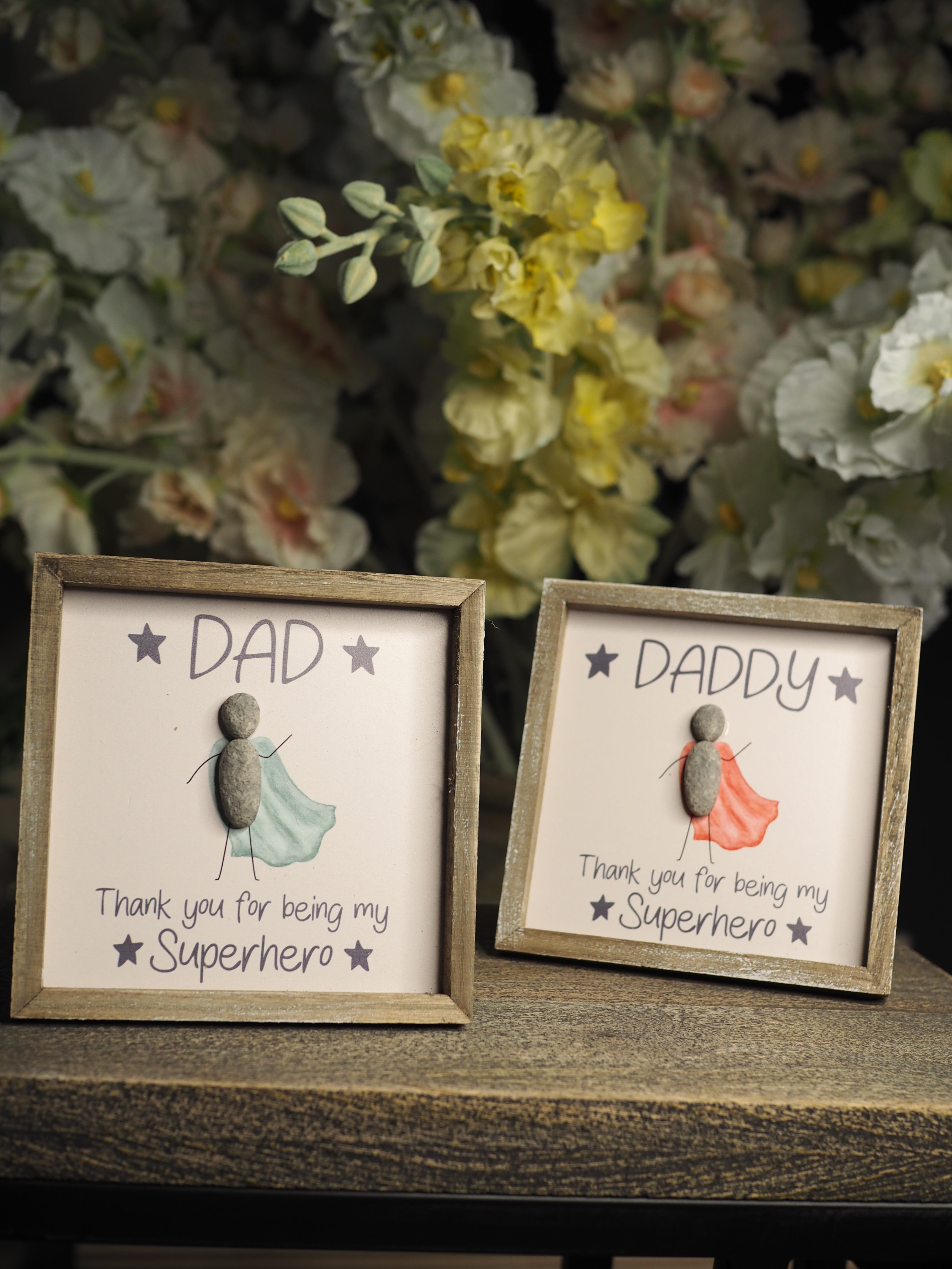 Super hero wood framed plaque with resin cape