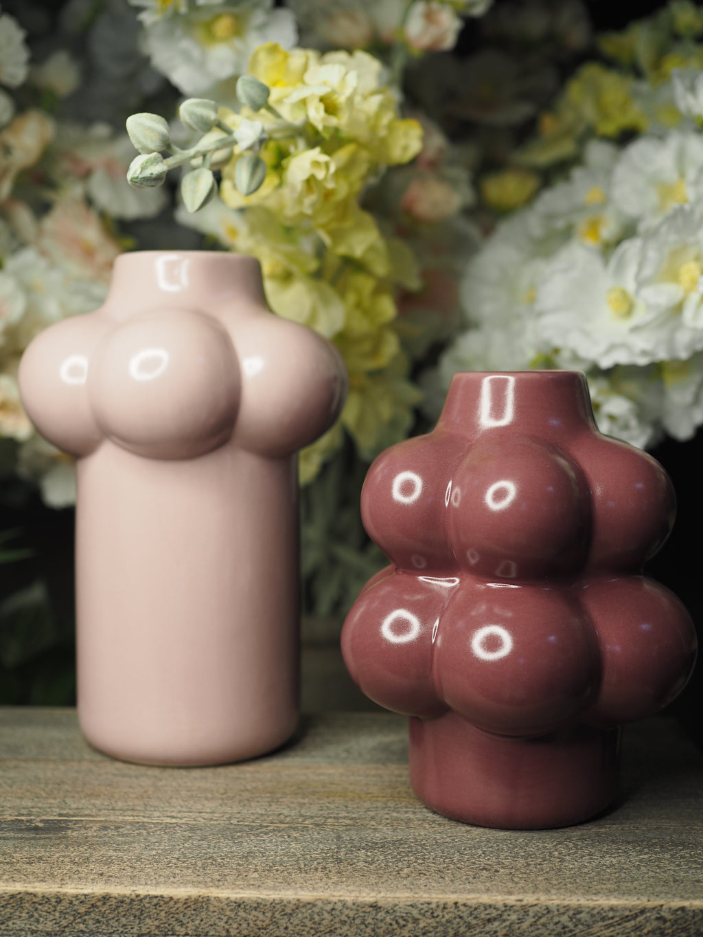 Aubergine bubble style candle holder