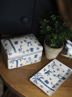 Blue & white palm tree storage box