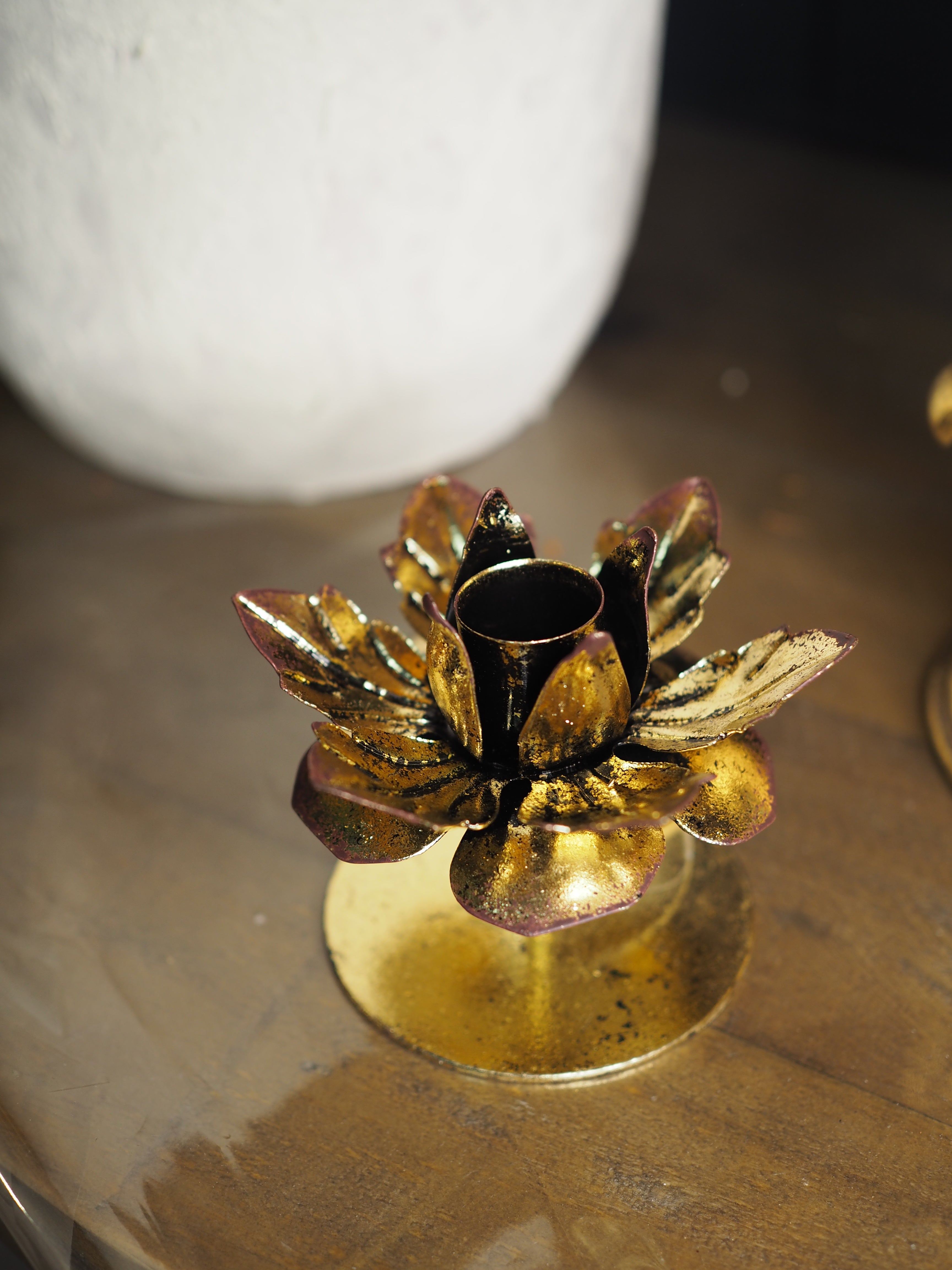 Antique gold flower candlestick