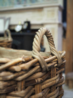 Set of 2 Glenweave log baskets with wheels and jute lining