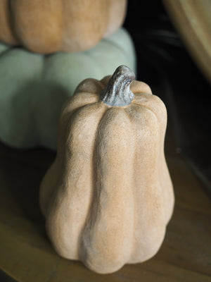 Pale orange tall ceramic pumpkin (Small)