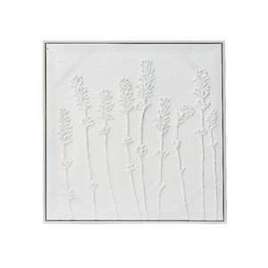 Clean white wild florals hand finished framed prints