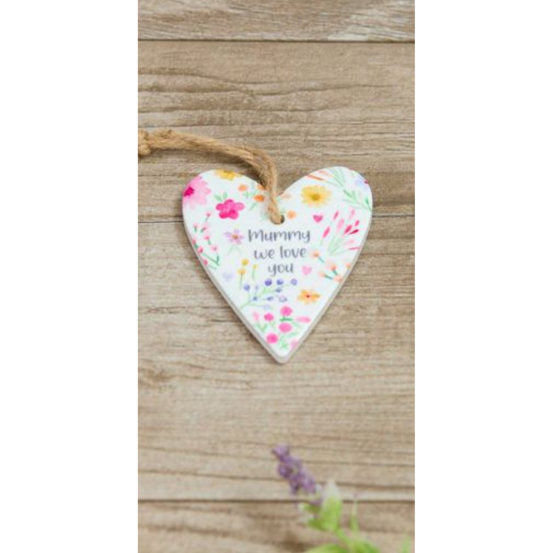 Floral mummy ceramic hanging hearts