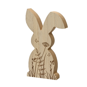 Wooden bunny with floral design