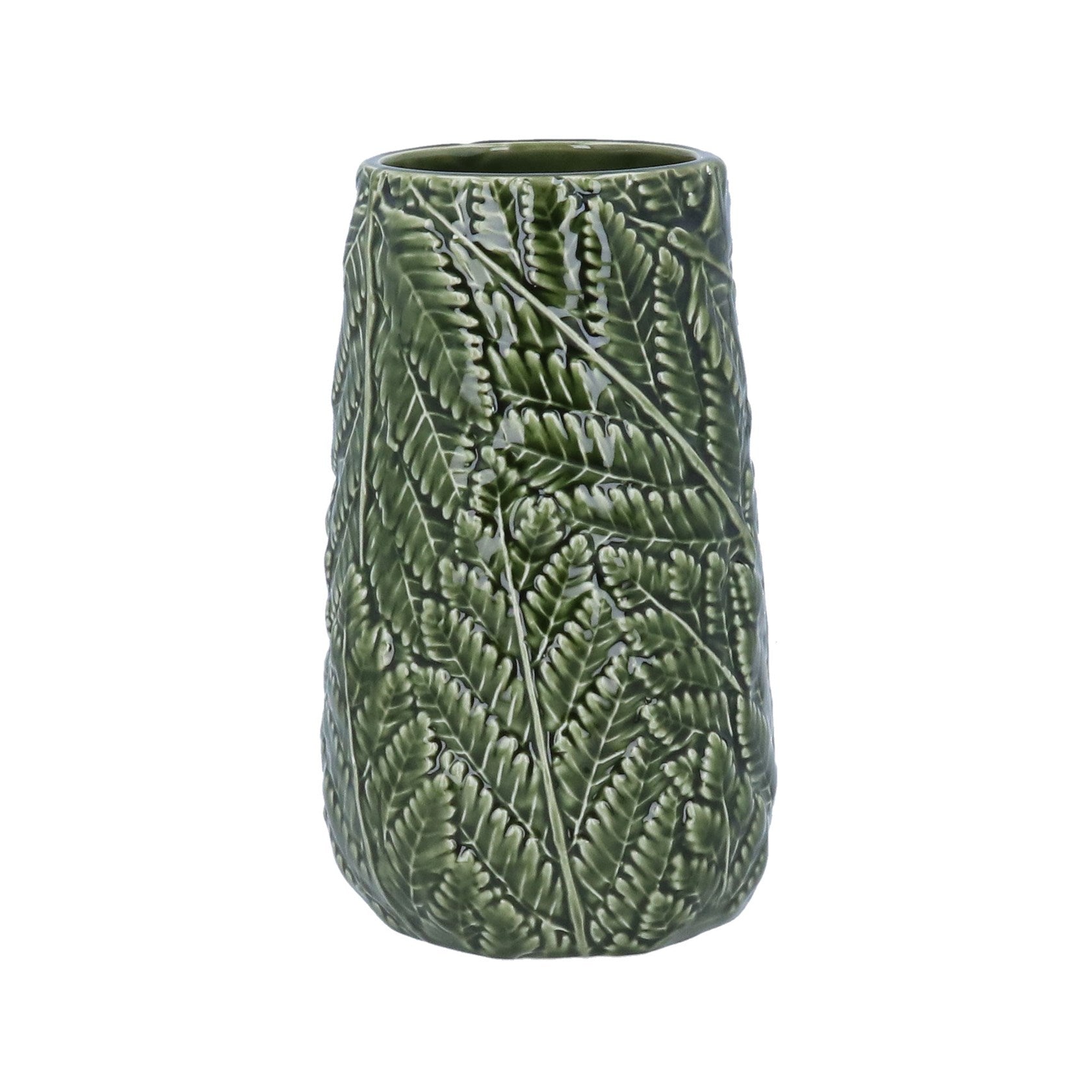 Green ceramic fern decorative vase