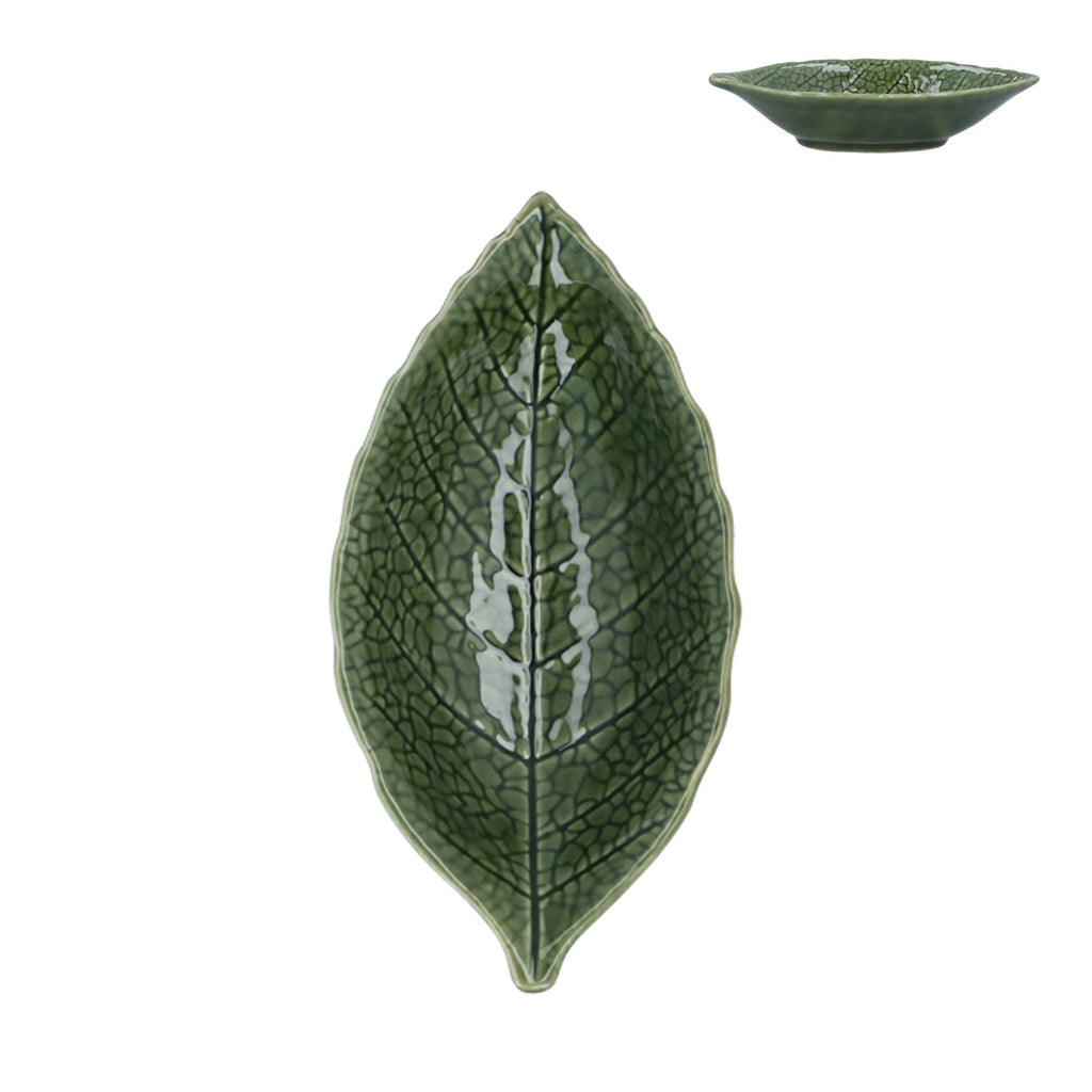 Green ceramic leaf mini dish