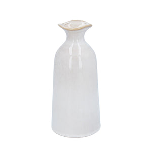 White ceramic smooth funnel top vase
