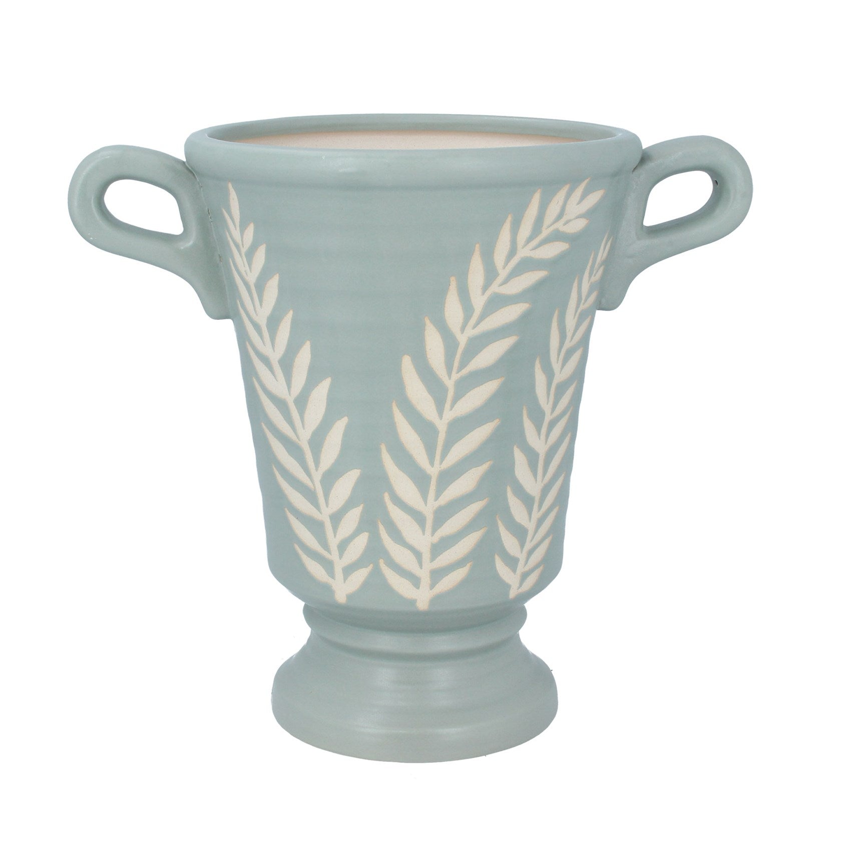 Duck egg laurel print urn ornament (Large)