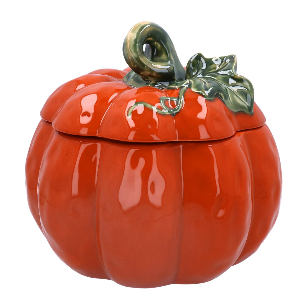 Pumpkin Ceramic Giant Pot w Lid                / O