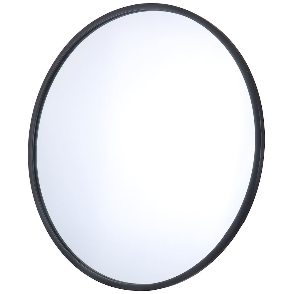 Black round slim frame mirror (90cm)