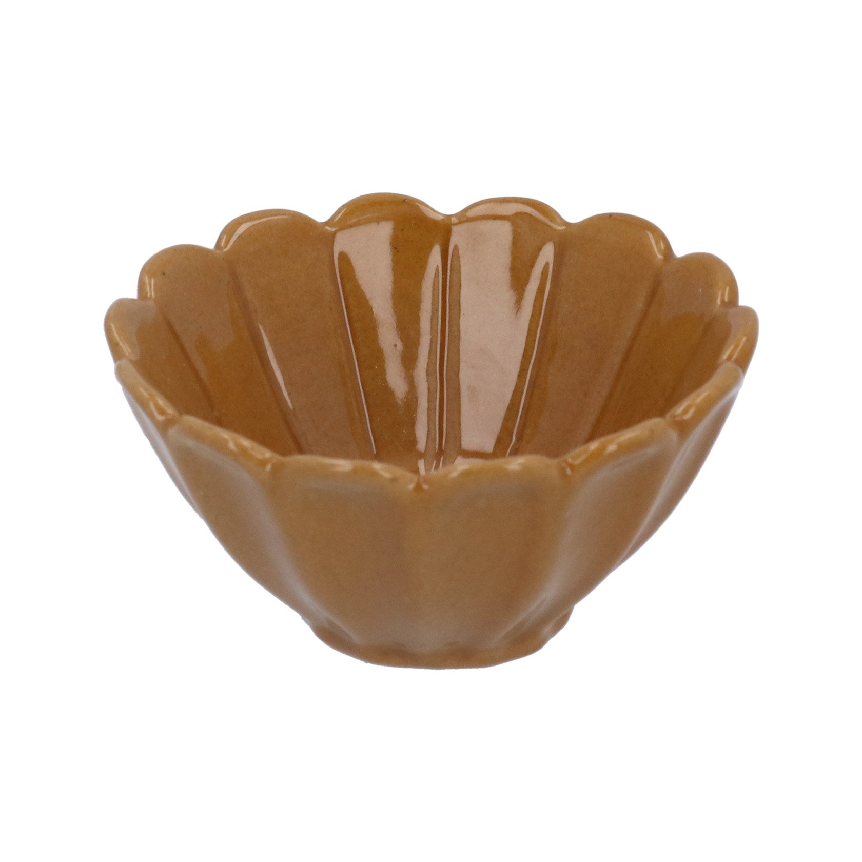 Mustard stoneware fluted mini bowl