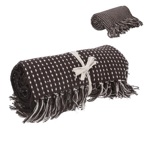 Chocolate Brown Stitch Woven Cotton Throw