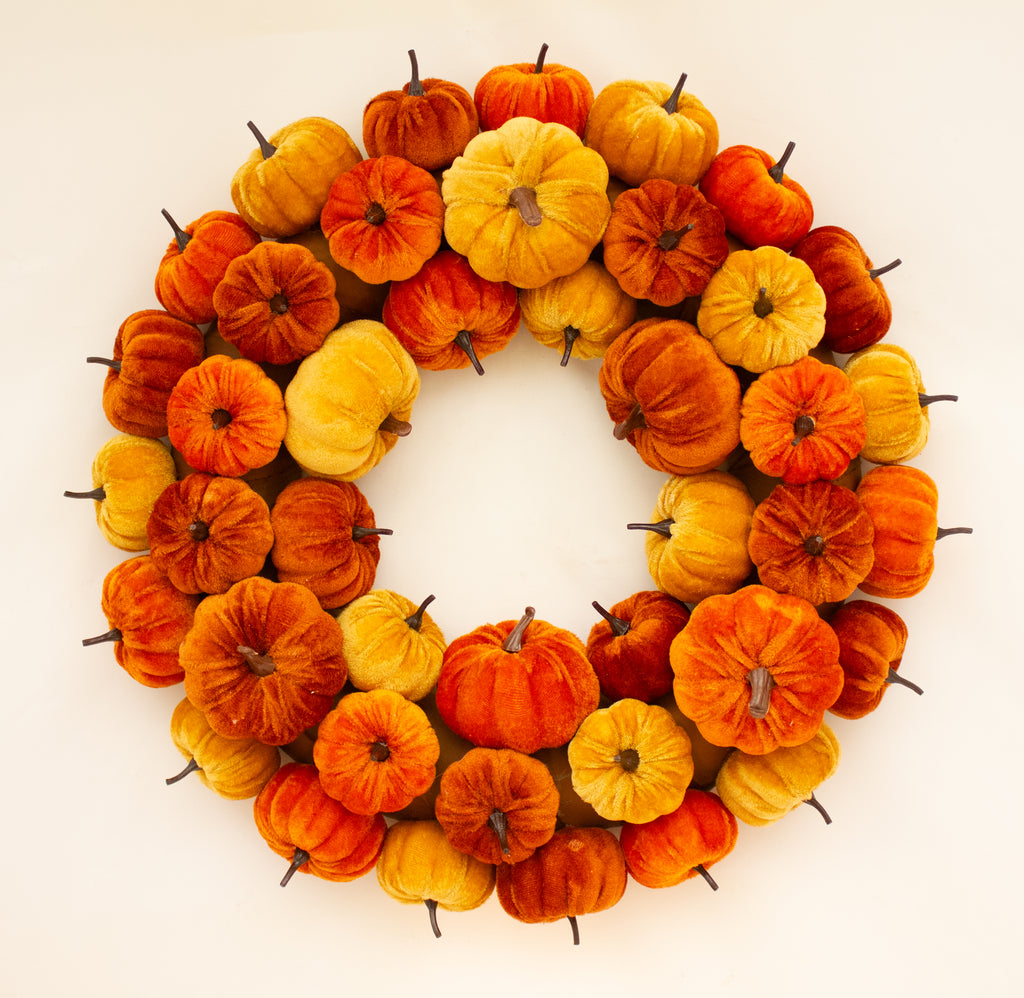 Velvet pumpkin wreath