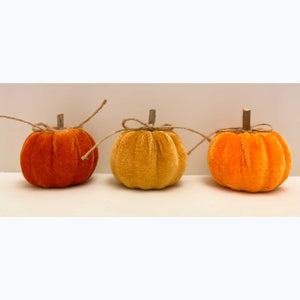 Small orange and brown velvet pumpkins