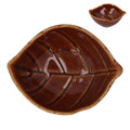 Brown glossy stoneware mini leaf dish