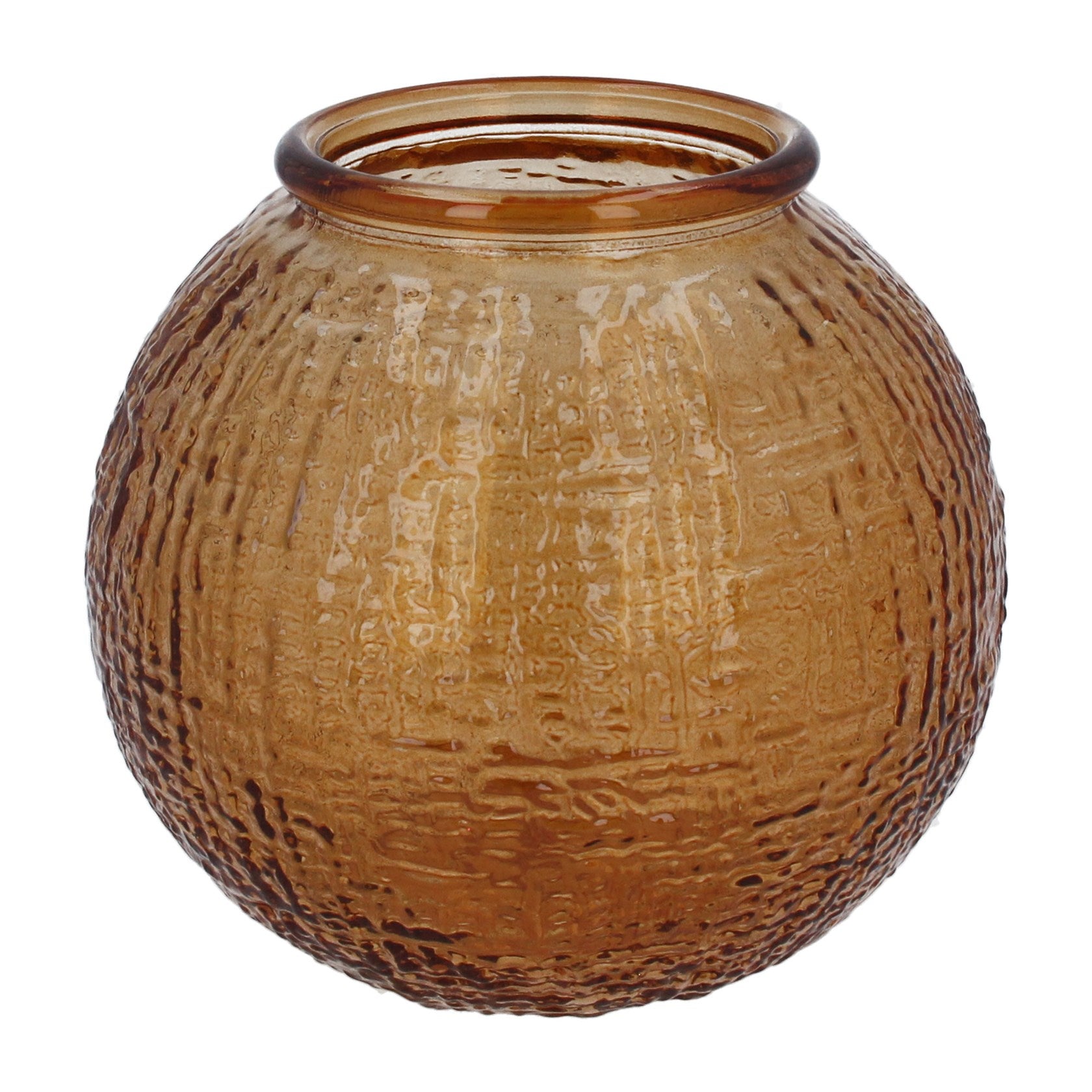 Orange glass textured ball vase