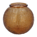 Orange glass textured ball vase
