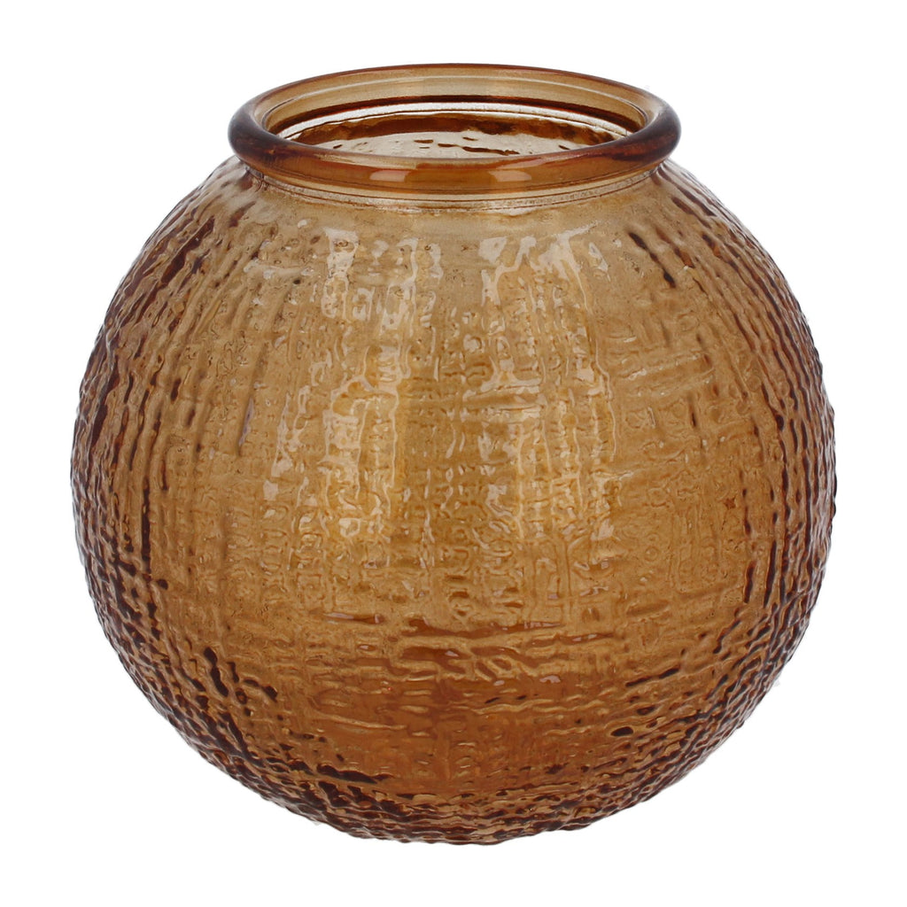 Orange glass textured ball vase