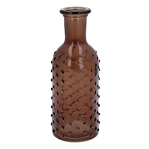 Dark amber dimple glass bottle vase