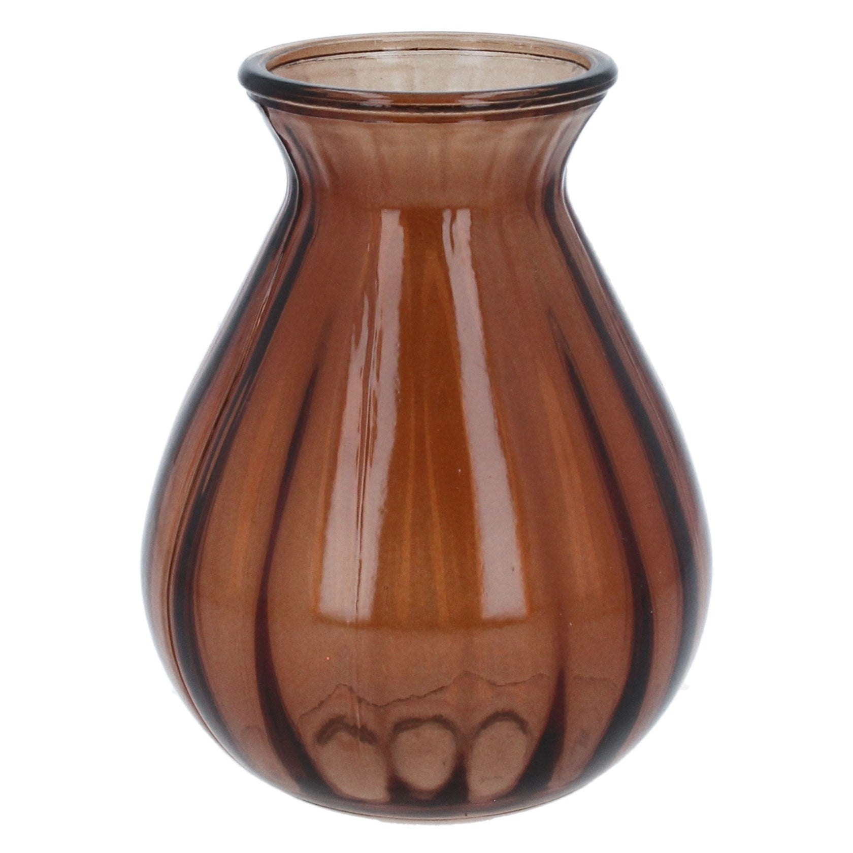 Dark amber glass posy vase