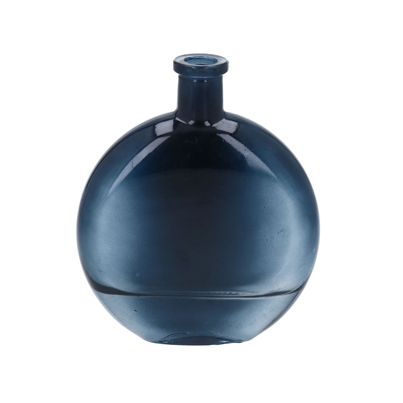 Navy glass disc bud vase