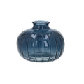 Navy glass ribbed onion bud vase