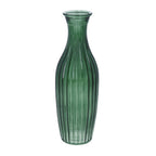 Emerald green glass ribbed tall slim bud vase