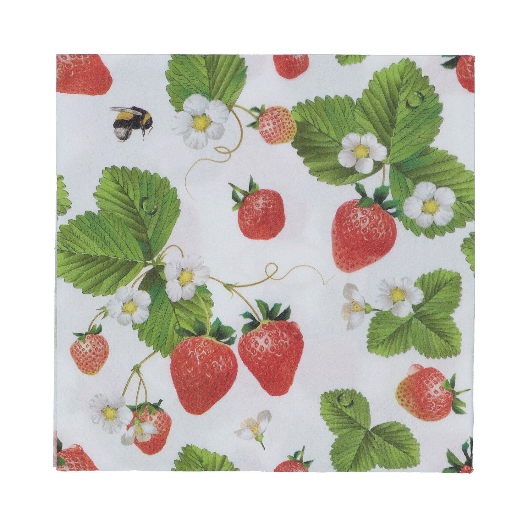 Strawberry flowers paper napkin pack
