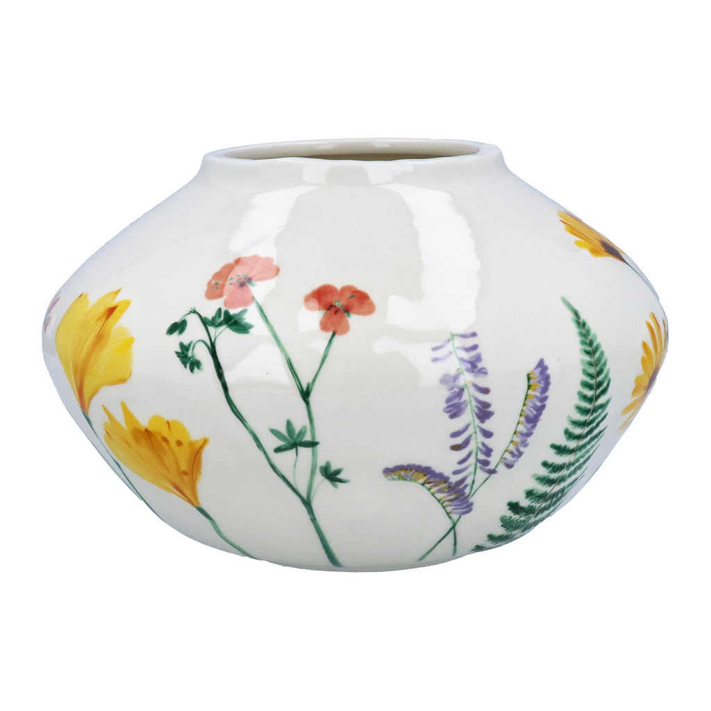 Floral print ceramic bowl vase