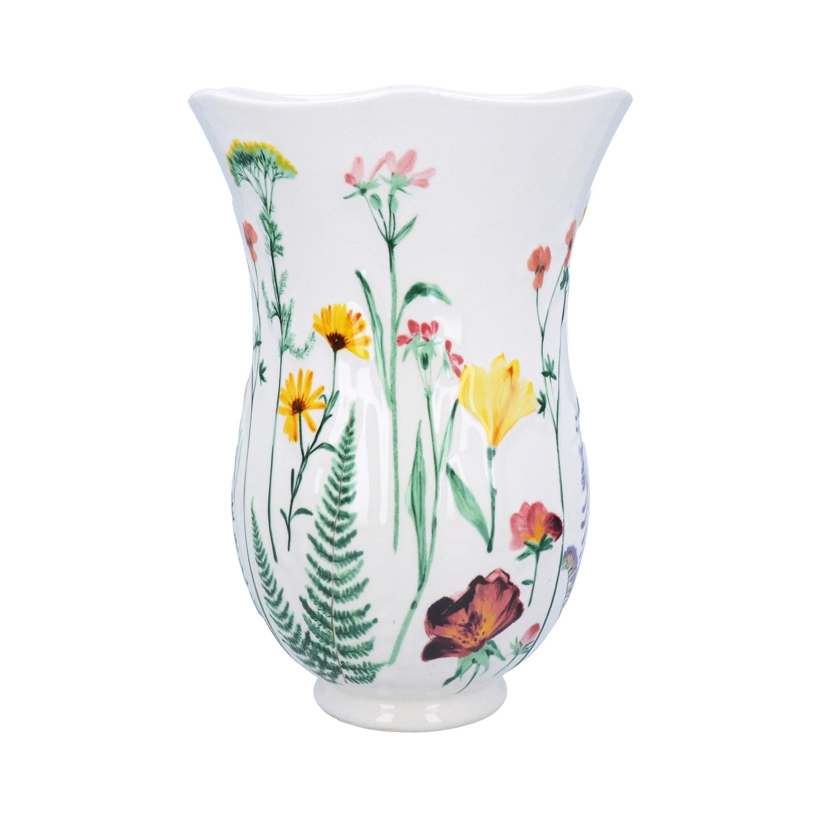 Floral print tall fluted vase
