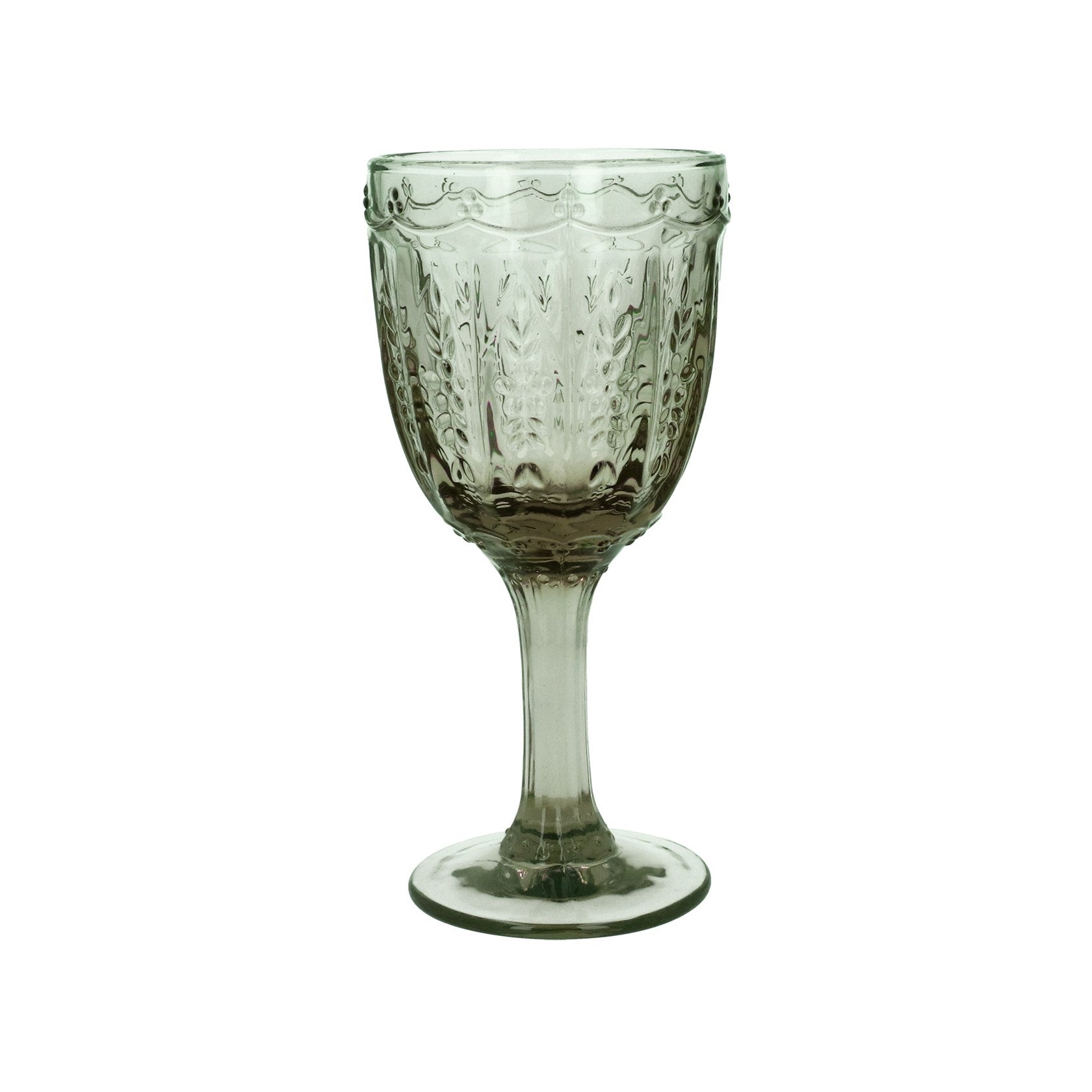 Green pressed glass wine goblet