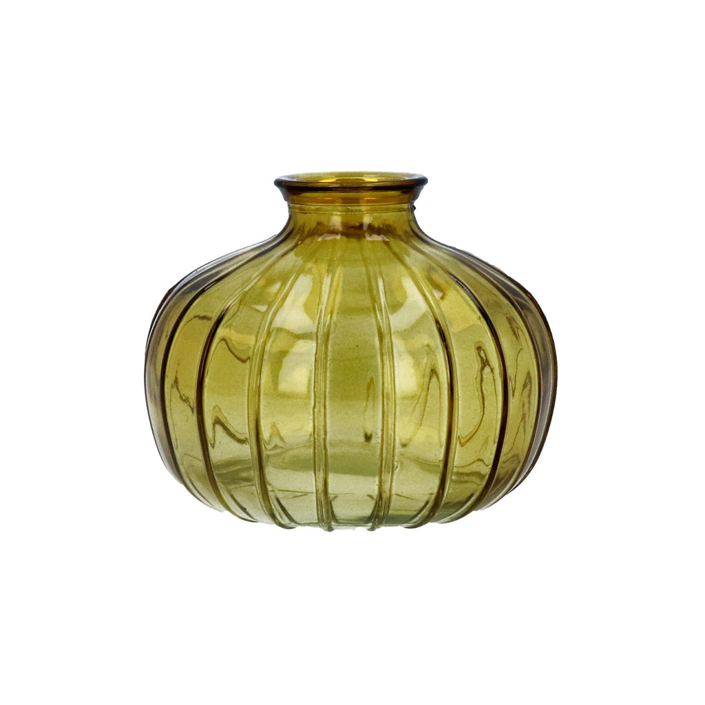 Straw Yellow Glass Onion Bud Vase