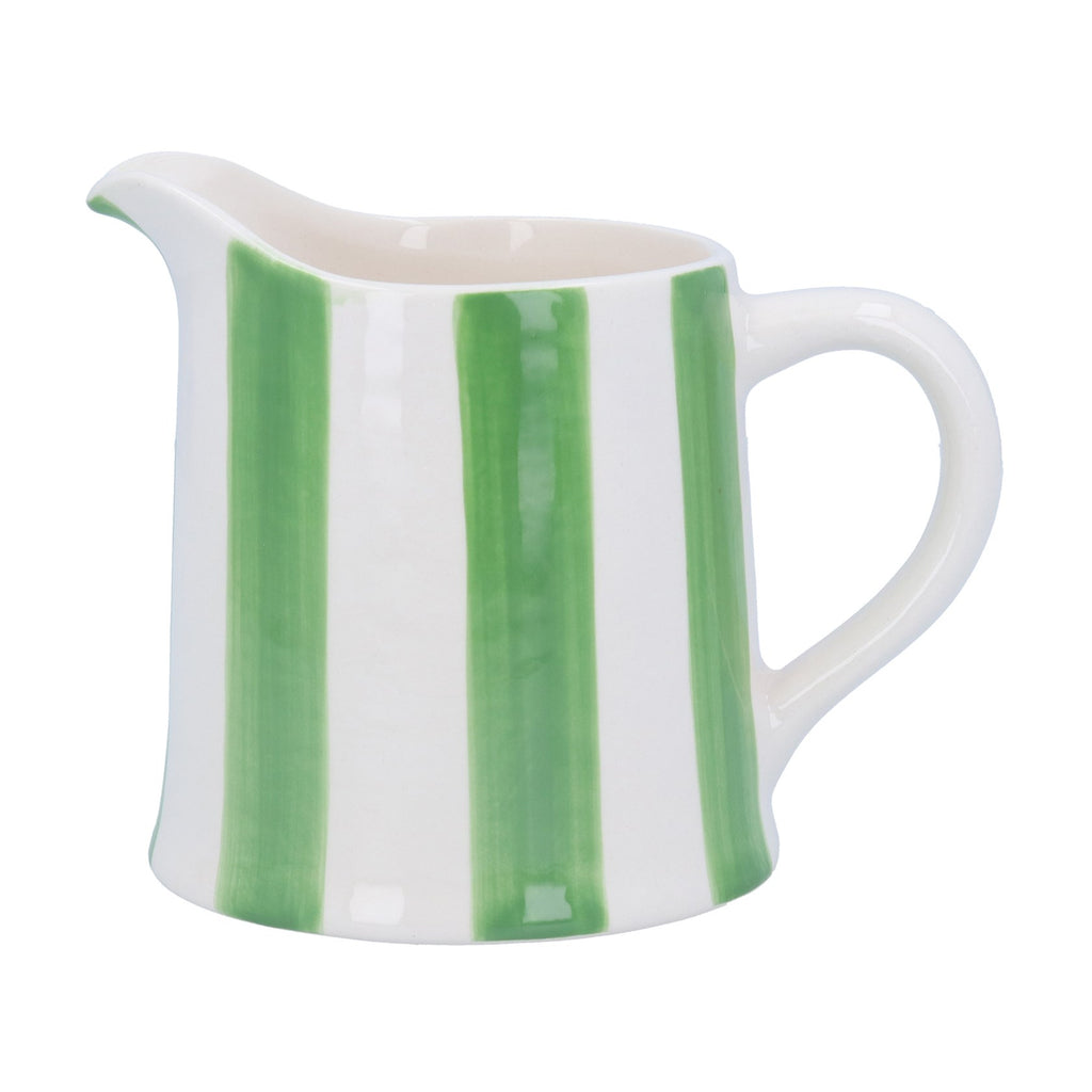 Green stripe stoneware creamer jug