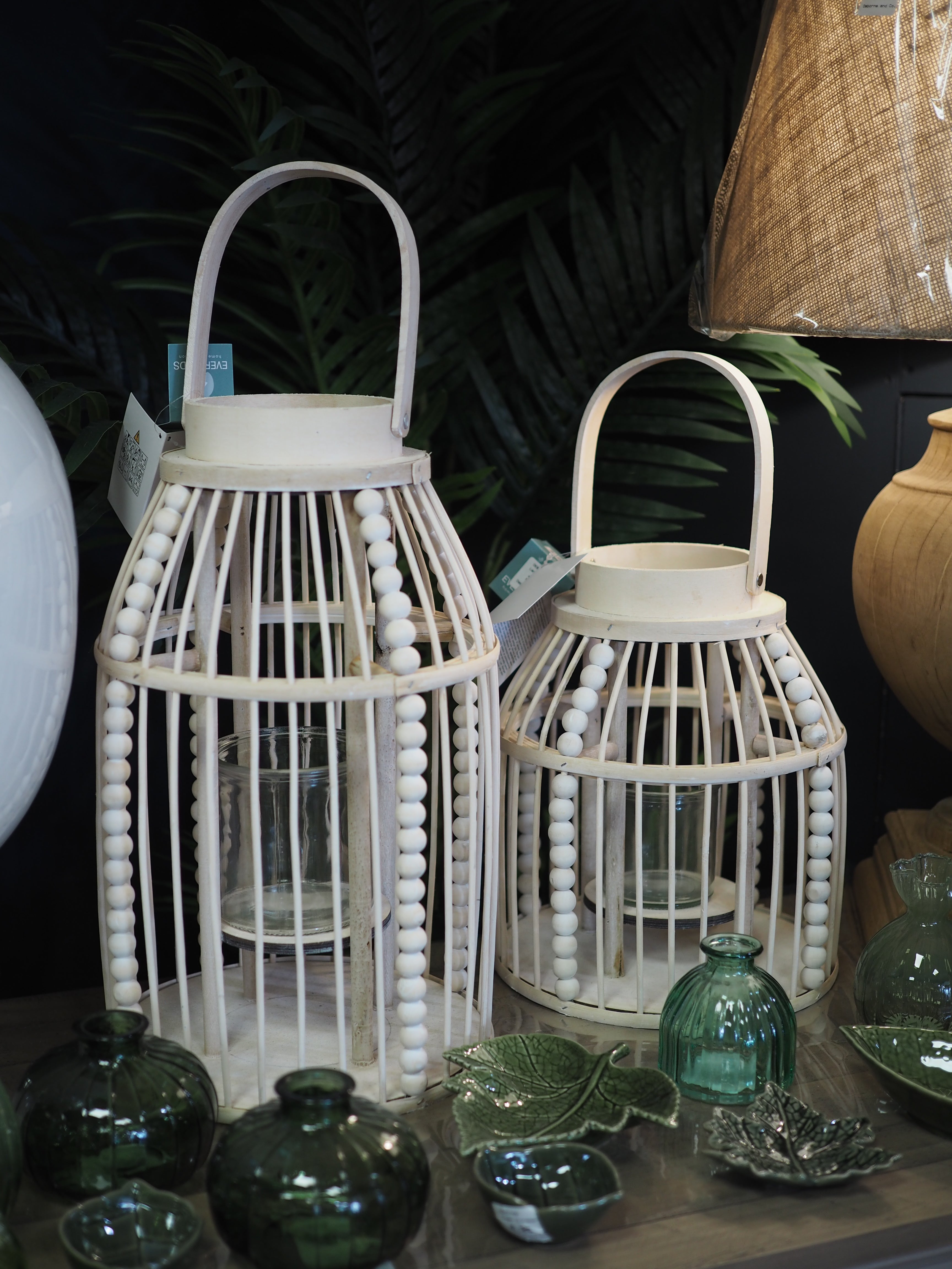 Beaded natural wood lantern (Small)