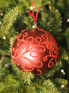 Oxblood bauble with beading pattern (Small)