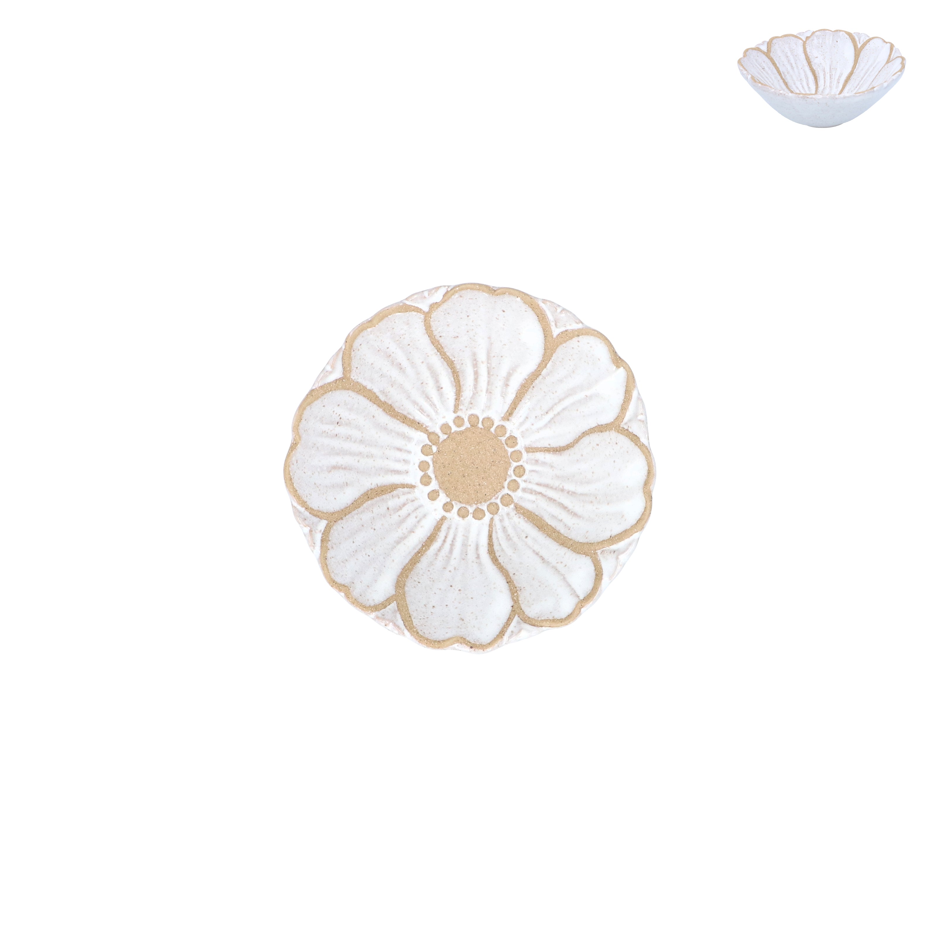 White stoneware flower mini bowl