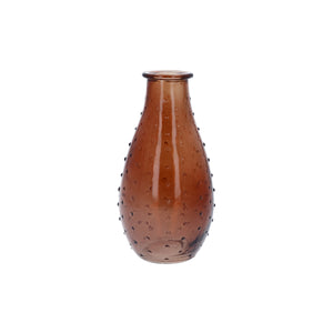 Dark amber dimple glass pear bud vase