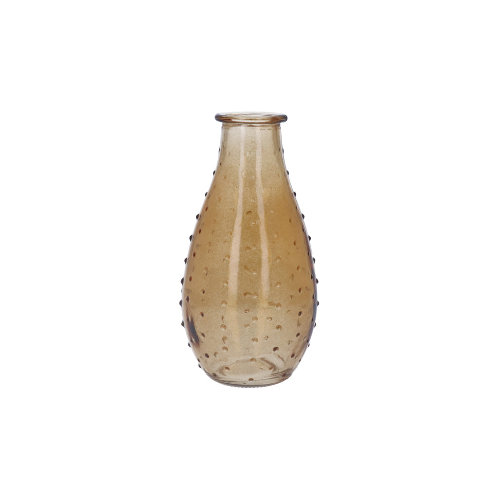 Light amber dimple glass pear bud vase